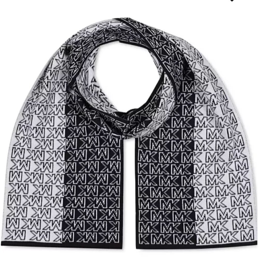 Michael Kors Colorblocked Logo Scarf, Black and White